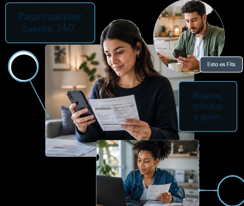 Pago de cuentas Fits: todo tipo de cuenta pagada, 24 horas al día.