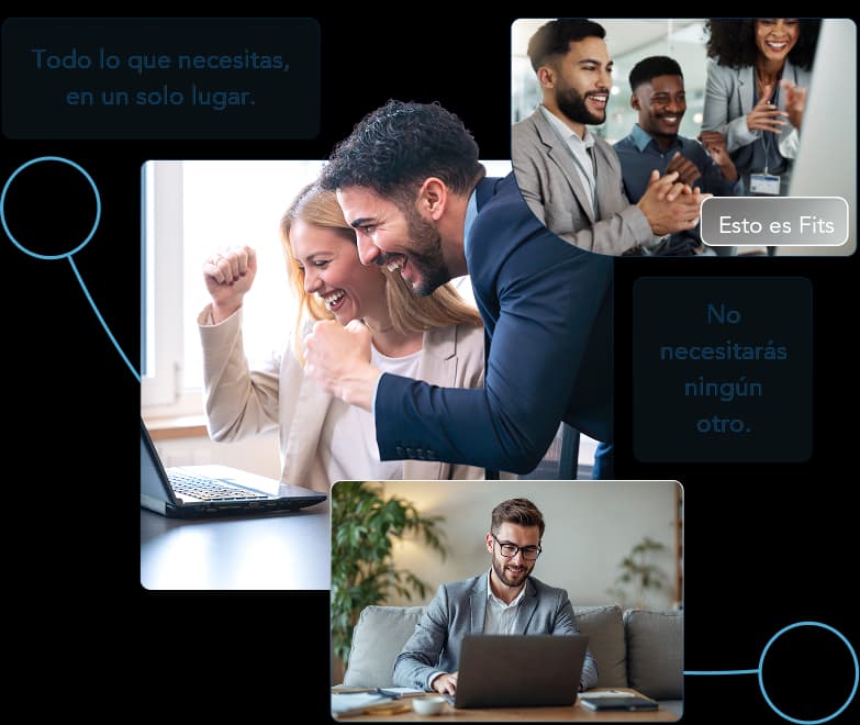 Equipos de bancos y fintechs celebrando resultados: todo lo que necesitas, en un solo lugar. Esto es Fits: no necesitarás ningún otro.